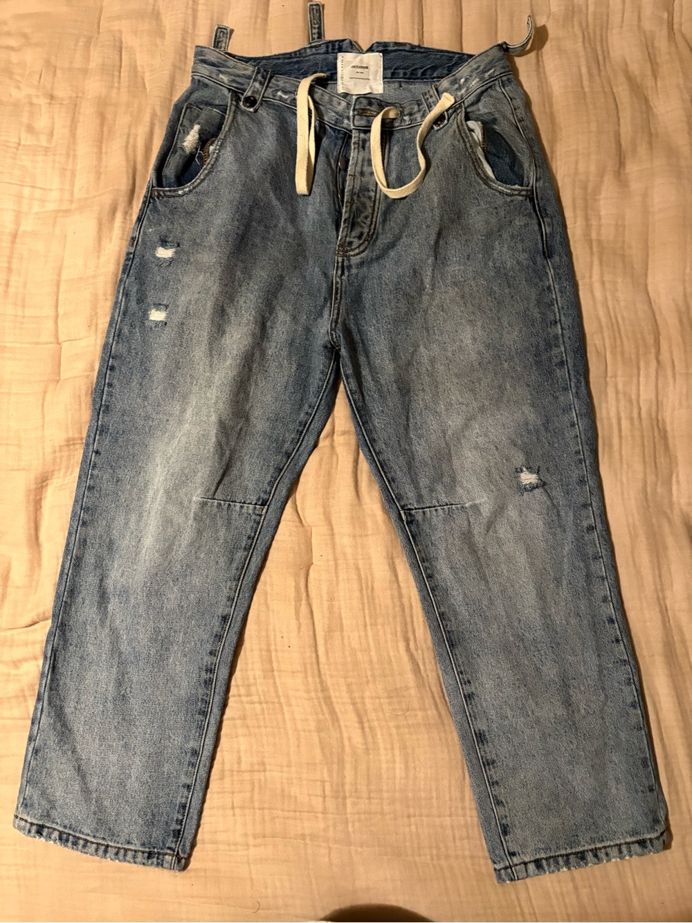 One Teaspoon Relaxed high waist safari Light Blue Distressed Jeans 30